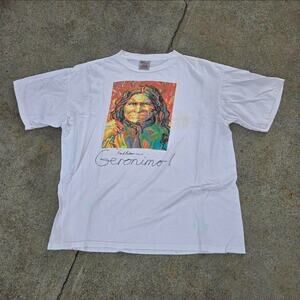 Vtg 90s GERONIMO Portrait Frank Balaam Indigenous Leader Painting Tee Shirt XL